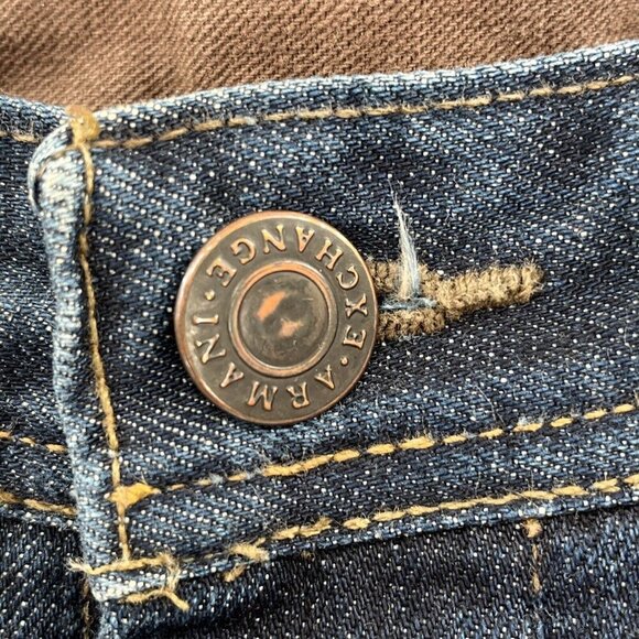 Armani Exchange A/X Jeans 33x26 Blue Denim Straight Fit EUC Distressed - Picture 3 of 10